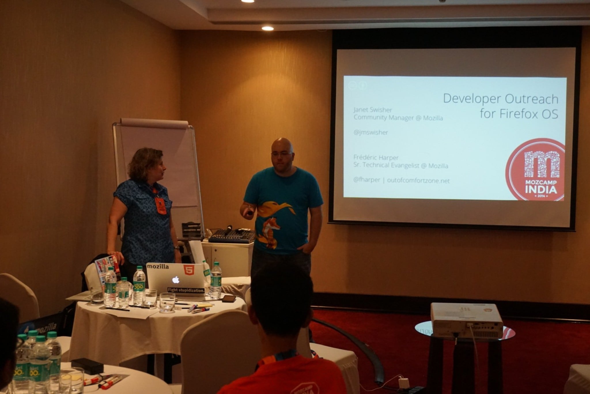 Myself & Janet giving a workshop at MozCamp India