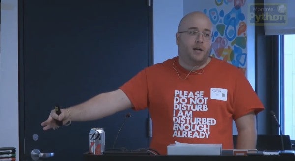 A picture of me presenting at Python Montréal