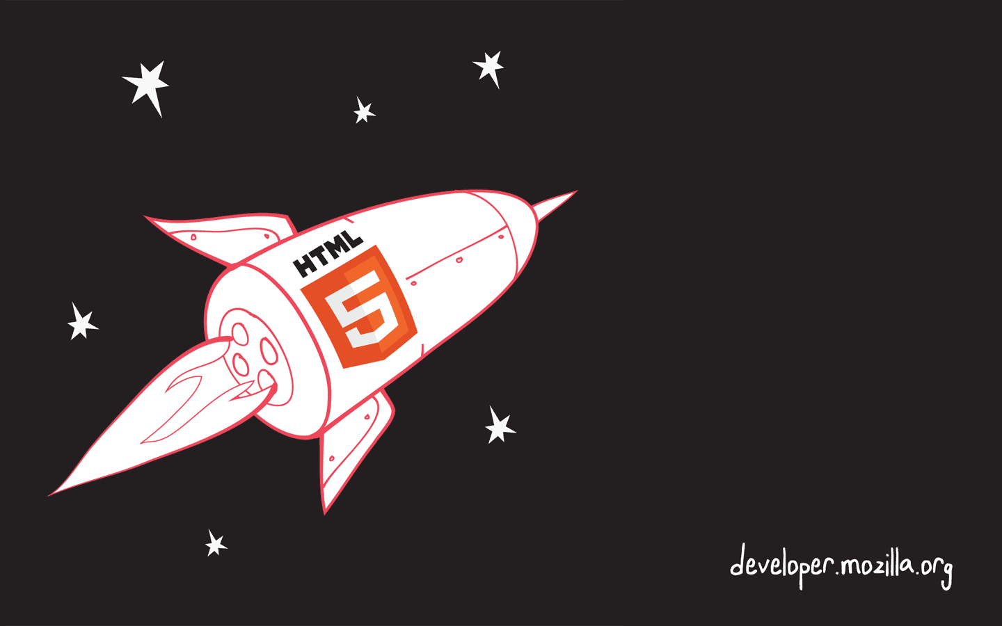Une fusée avec le logo d'HTML5